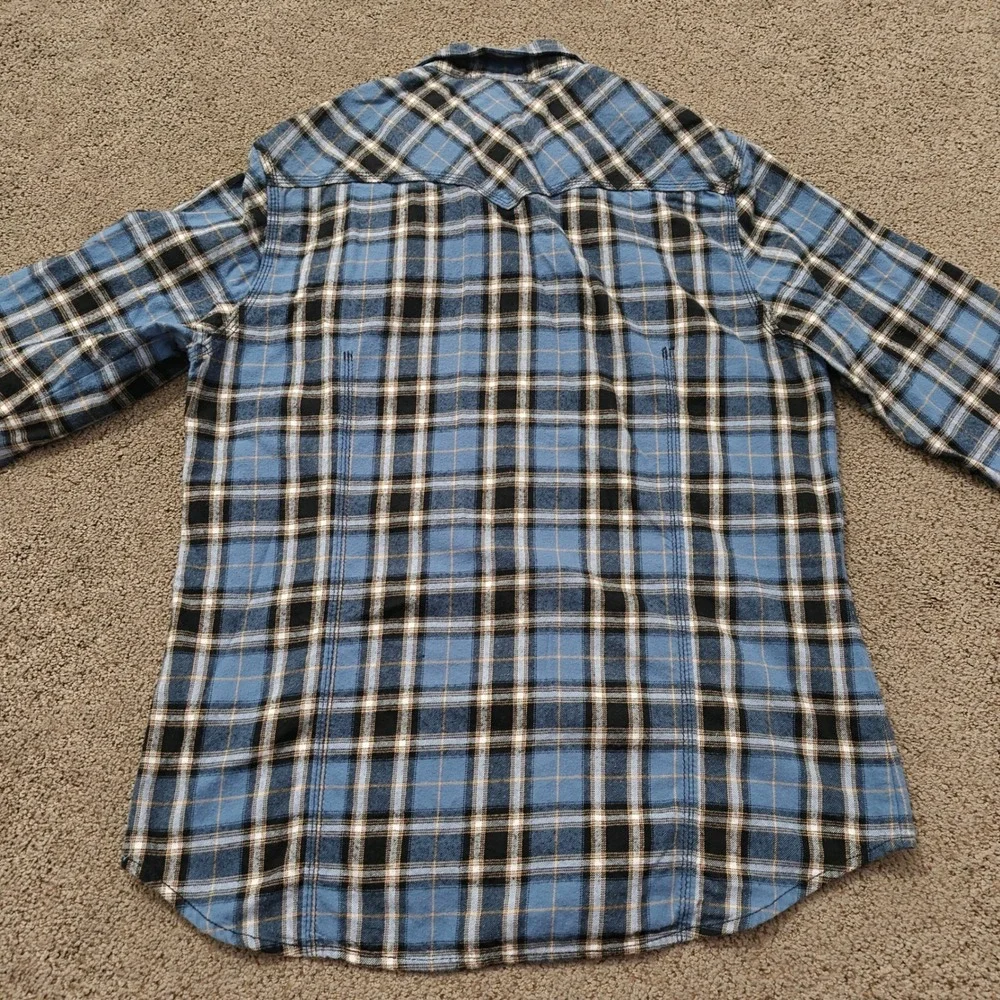True Religion Mens XXL‎ Blue Plaid Flannel Western Pearl Snap Shirt MP4BL68VYFK